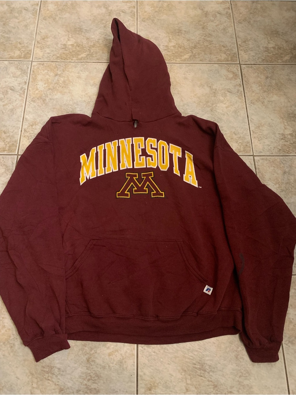 Vintage university of Minnesota gophers Hoodie Sweatshirt Xl Russell Alethic